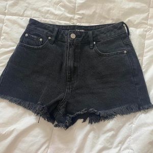 Pacsun Playboy washed black denim shorts